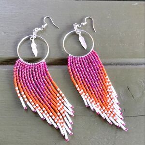 Handmade beaded fringe earrings - beads are Toho size 11/0